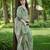 Pista green embroidered, cut work crush silk bollywood saree with blouse