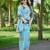 Sky blue embroidered, cut work crush silk bollywood saree with blouse