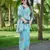Sky blue embroidered, cut work crush silk bollywood saree with blouse