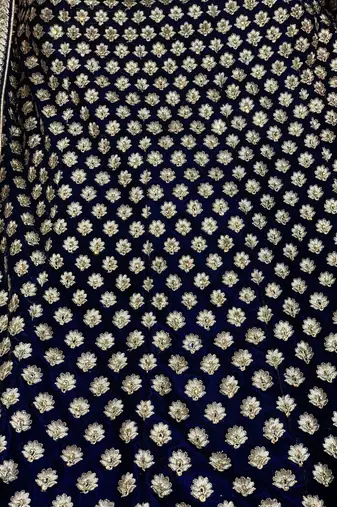 Pure Micro Velvet  Party Wear Lehenga In Blue Color Color With Embroidery Work