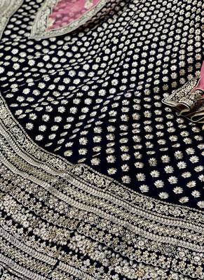 Pure Micro Velvet  Party Wear Lehenga In Blue Color Color With Embroidery Work 4