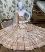 Pure Silk Party Wear Lehenga In Light Pink Color Color With Embroidery Work