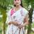 White embroidered, cut work crush silk bollywood saree with blouse