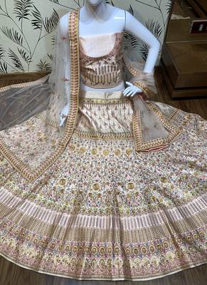 Pure Silk Party Wear Lehenga In Light Pink Color Color With Embroidery Work 2