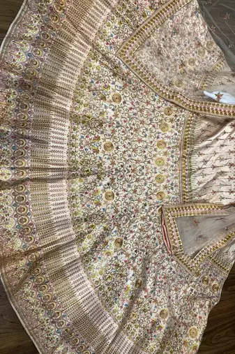 Pure Silk Party Wear Lehenga In Light Pink Color Color With Embroidery Work