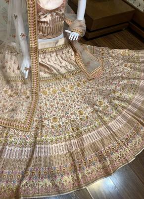 Pure Silk Party Wear Lehenga In Light Pink Color Color With Embroidery Work 4