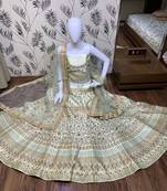 Pure Silk Party Wear Lehenga In Light Green Color Color With Embroidery Work