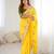 Yellow embroidered, sequin embroidered, cut work chinon silk bollywood saree with blouse