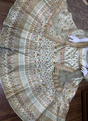 Pure Silk Party Wear Lehenga In Light Green Color Color With Embroidery Work 4