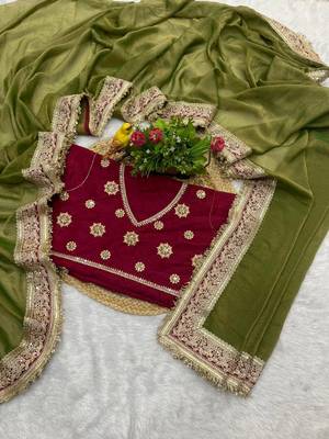 Mehendi embroidered mocha silk bollywood saree with blouse 1
