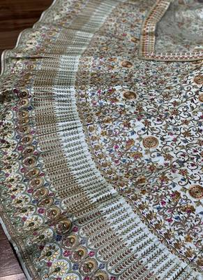 Pure Silk Party Wear Lehenga In Grey Color Color With Embroidery Work 3