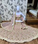 Soft Premium net Party Wear Lehenga In Pink Color Color With Embroidery Work