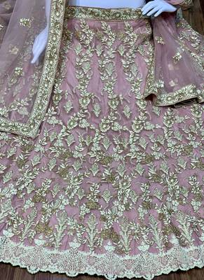 Soft Premium net Party Wear Lehenga In Pink Color Color With Embroidery Work 2