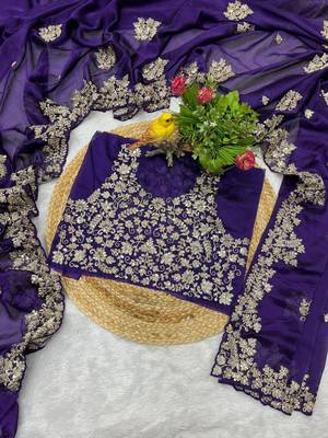 Purple sequin embroidered rangoli silk bollywood saree with blouse 5