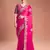 Rani pink sequin embroidered rangoli silk bollywood saree with blouse