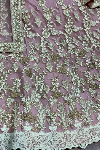Soft Premium net Party Wear Lehenga In Pink Color Color With Embroidery Work