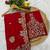Red sequin embroidered rangoli silk bollywood saree with blouse