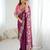 purple embroidered thread work cut work noha crush saree with blouse
