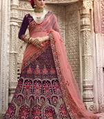 Pure Silk Party Wear Lehenga In Purple  Color Color With Embroidery Work