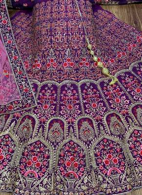 Pure Silk Party Wear Lehenga In Purple  Color Color With Embroidery Work 3