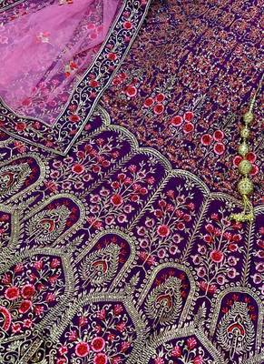 Pure Silk Party Wear Lehenga In Purple  Color Color With Embroidery Work 4
