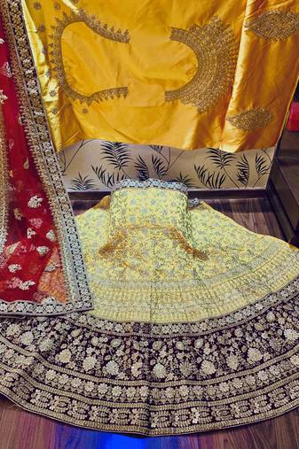 Pure Silk Party Wear Lehenga In Yellow Color Color With Embroidery Work