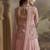 Light pink net embroidered work palazzo suit semi stitched up to 42" size