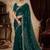 Teal green heavy embroidered real moti with sequin embroidered zimmy choo silk saree with blouse