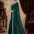 Teal green heavy embroidered real moti with sequin embroidered zimmy choo silk saree with blouse