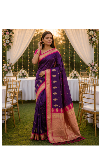 Dark Plum Color zari weawing Work Silk Saree 1