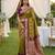 Olive Color zari weawing Work Silk Saree