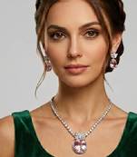 Western party wear silver plated chain pendant set