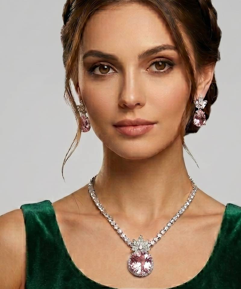 Western party wear silver plated chain pendant set