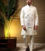 Designer heavy silk embroidered daman work koti kurta with pant set