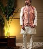 Designer jecquard 3d weaving jecket with kurta payjama haldi outfit