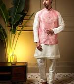 Designer jecquard 3d weaving jecket with kurta payjama haldi outfit