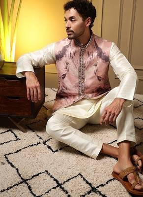Designer jecquard 3d weaving jecket with kurta payjama haldi outfit 3