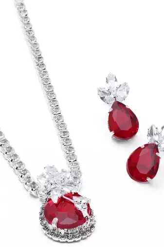 Western party wear silver plated chain pendant set