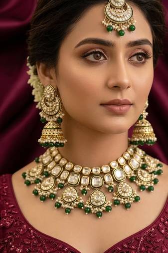 Traditional kundan necklace set for bridal