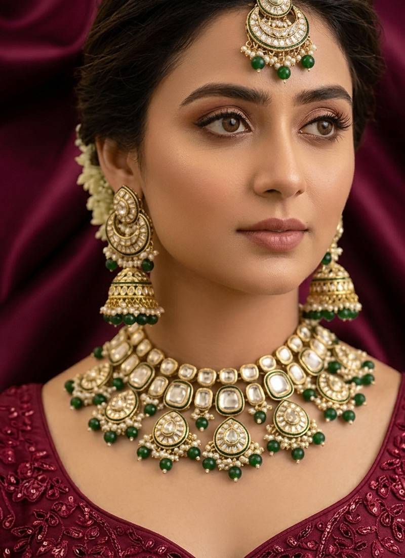 Traditional kundan necklace set for bridal