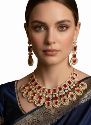 Western party wear silver plated chain pendant set 1