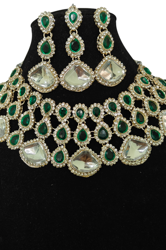 Western party wear silver plated chain pendant set