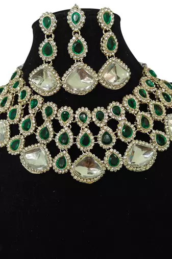 Western party wear silver plated chain pendant set