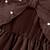 Brown pearl embellished textured fabric bow style girls dress