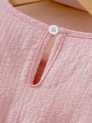 Peach embellished textured fabric bow style girls dress 5