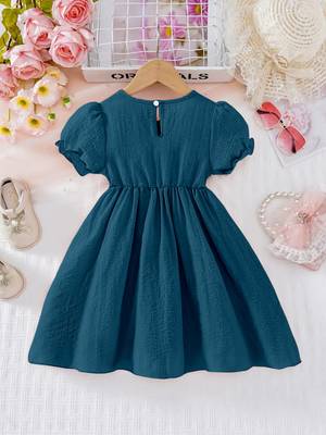 Rama embellished textured fabric bow style girls dress 2