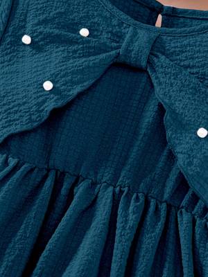 Rama embellished textured fabric bow style girls dress 4
