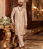 Ivory rambagh silk sherwani set