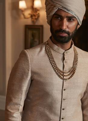 Ivory rambagh silk sherwani set 2