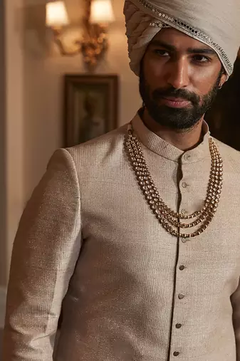 Ivory rambagh silk sherwani set